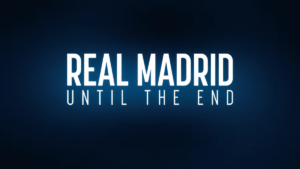 Real Madrid Until the end in white on a blue background