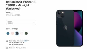 Modelos recondicionados do iPhone 13 agora disponíveis na loja da Apple nos EUA