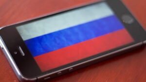 russian flag on an iphone