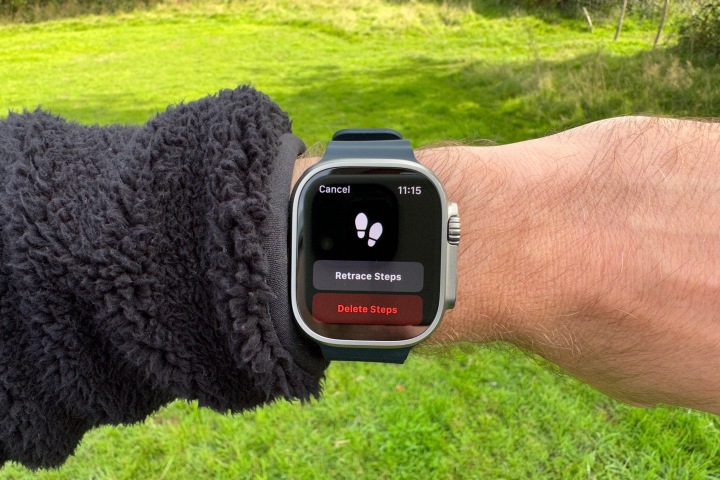 Ativando o Back Track no Apple Watch Ultra.