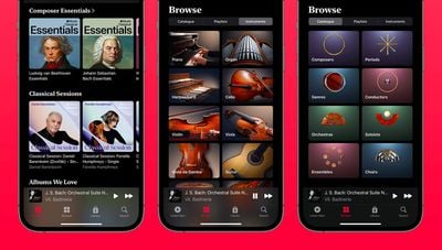 Capturas de tela do Apple Music Classic