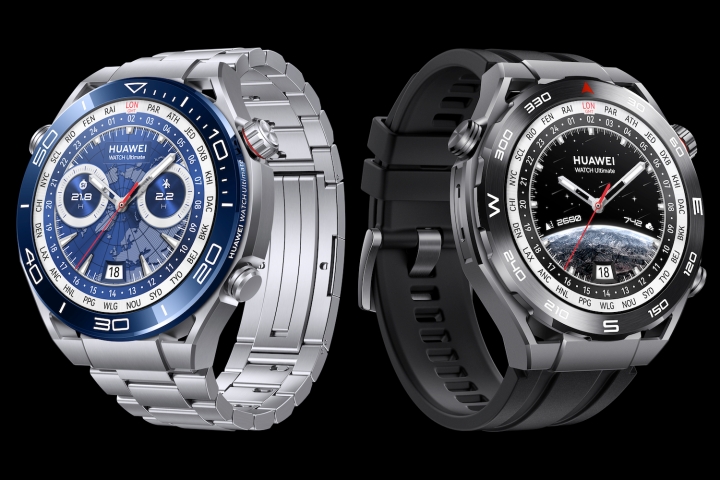 O Huawei Watch Ultimate nos temas Voyage Blue e Expedition Black.