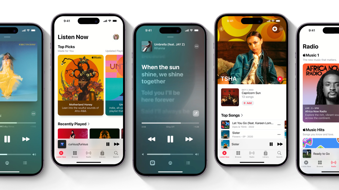 Aplicativo Apple Music no iPhone, em vários dispositivos