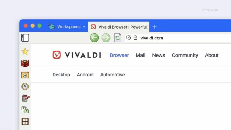 O navegador da Web Vivaldi 6.0 apresenta espaços de trabalho com guias e ícones personalizados