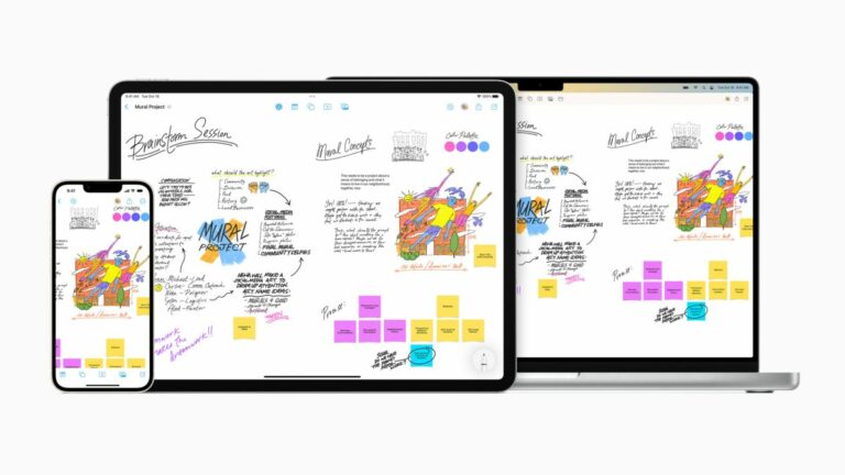 Freeform provides a flexible canvas across iPhone, iPad, and Mac — bringing conversation topics, content, and ideas all into one place.