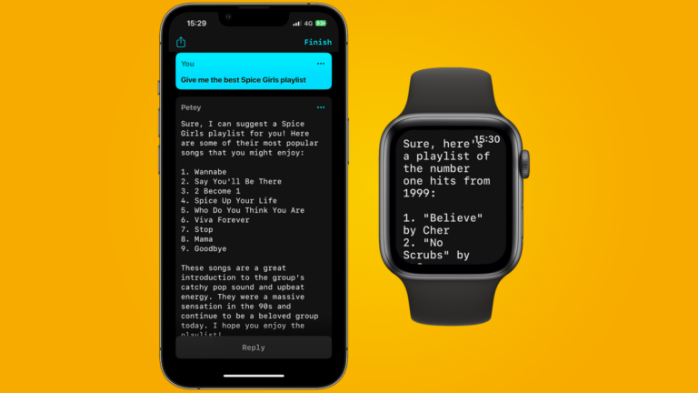 Petey 2.1 on iPhone and Apple Watch