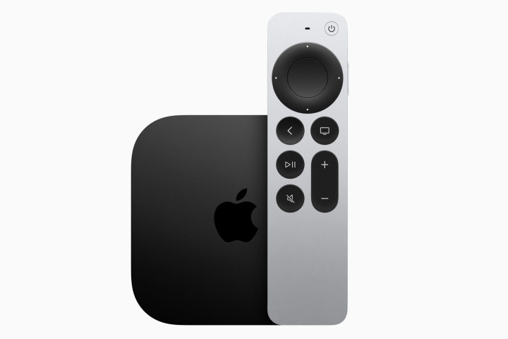 A nova Apple TV 4K, 3ª geração, com controle remoto Siri.