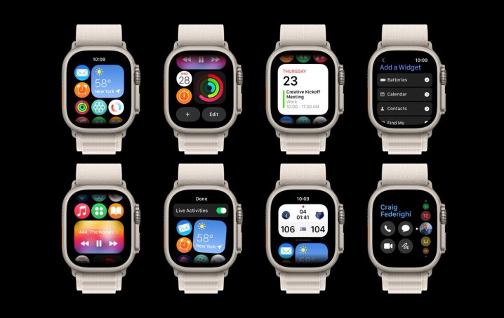 Tela inicial do watchOS 10 reinventada por meio de uma renderização de conceito