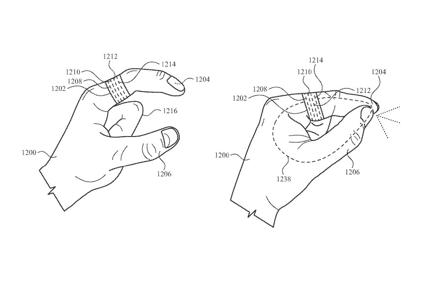 Uma patente mostrando um dispositivo de anel usado para permitir o rastreamento manual no fone de ouvido de realidade mista Apple Reality Pro.