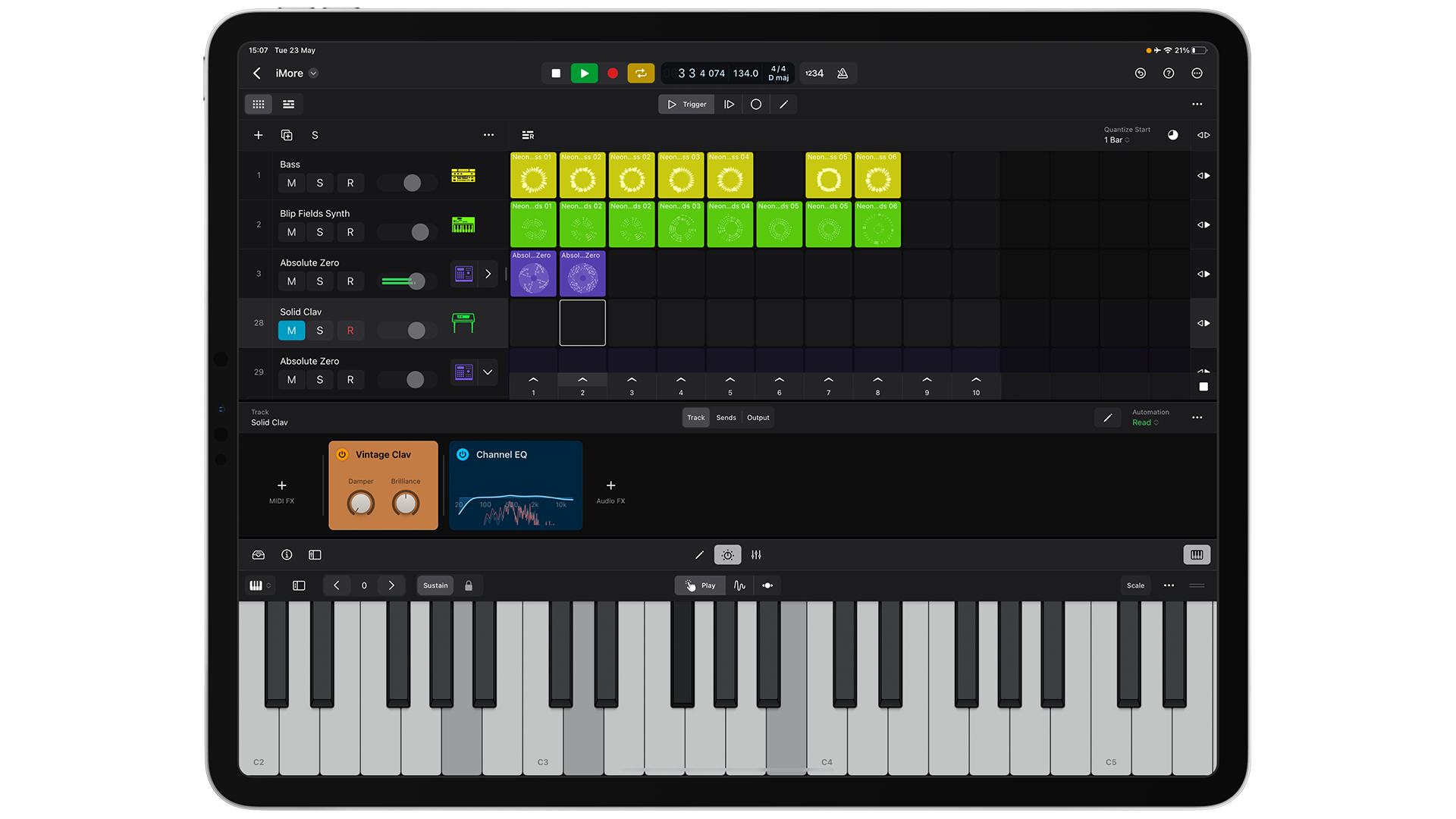 Logic Pro no iPad Piano