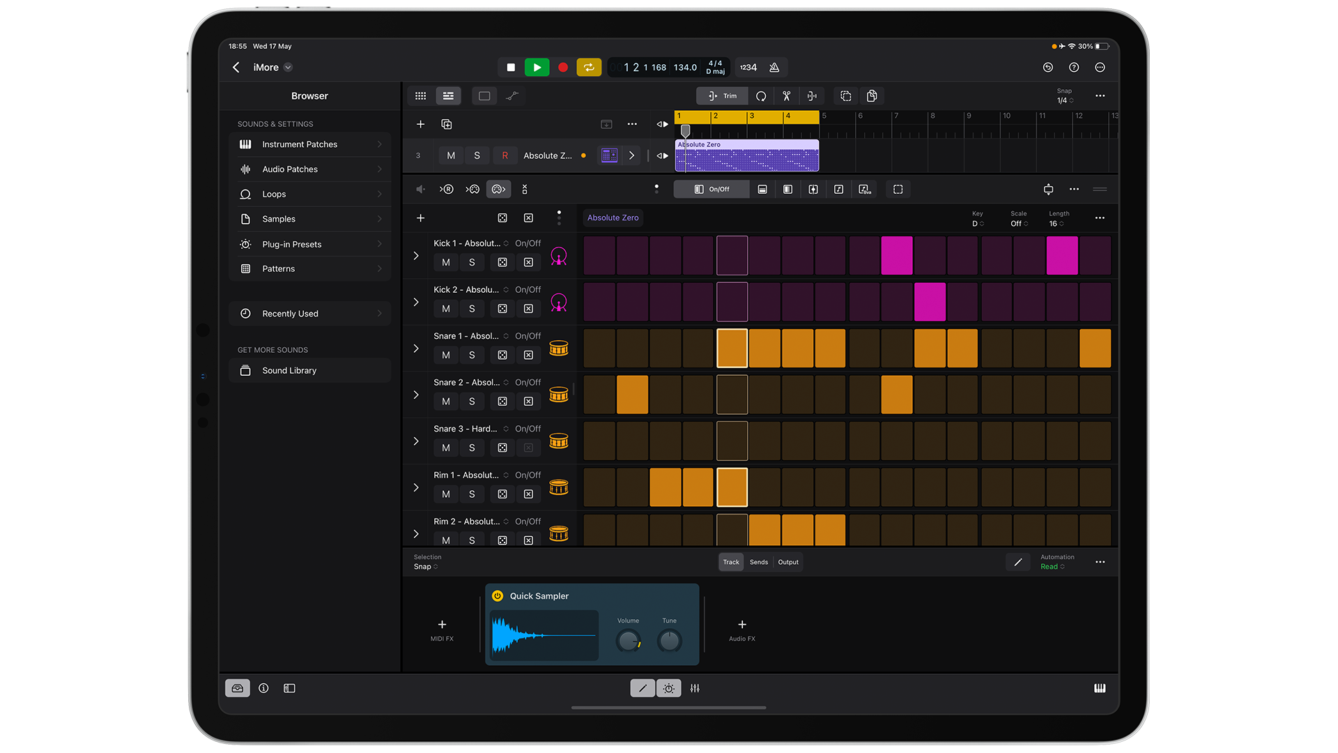 Visão geral do Logic Pro no iPad