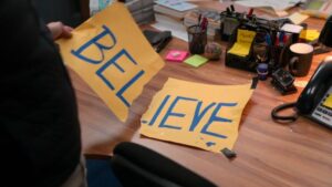 Ted Lasso Believe sign ripped