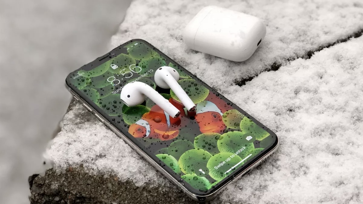 AirPods originais em um iPhone