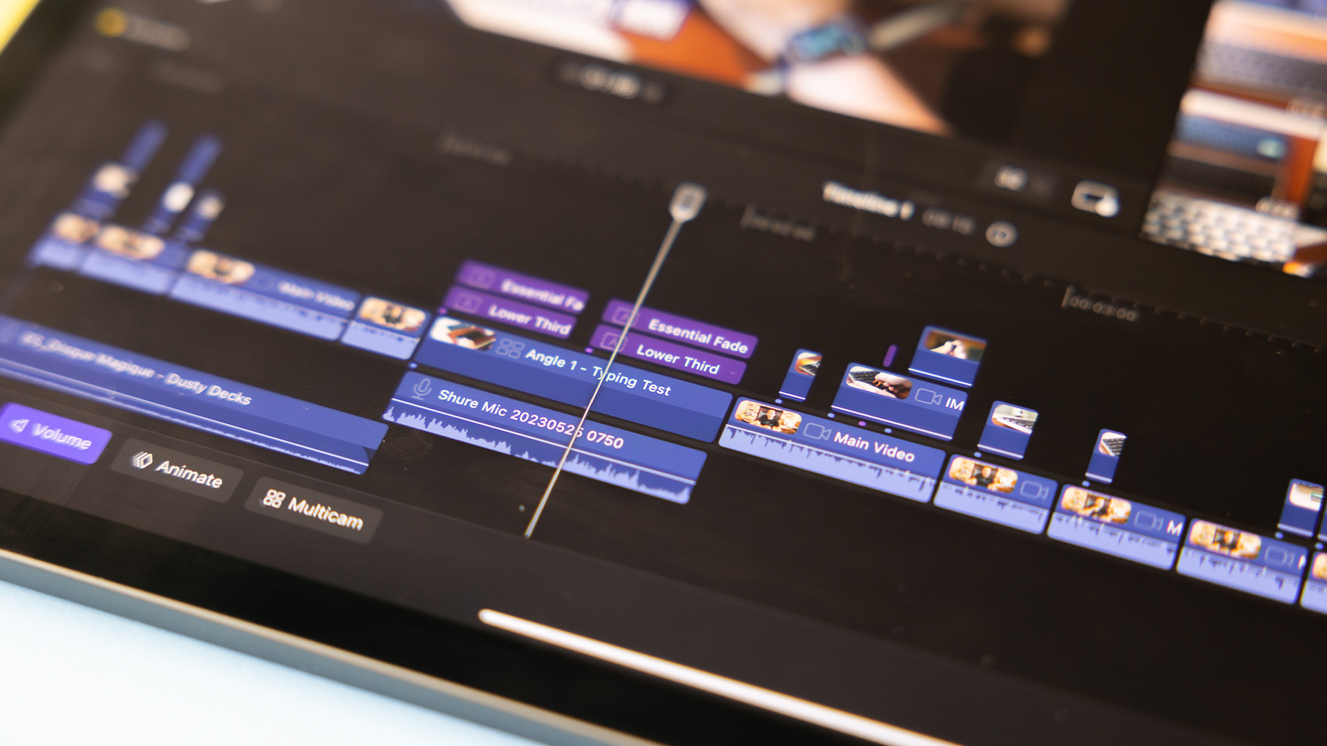 Visualizador da linha do tempo do iPad Final Cut Pro