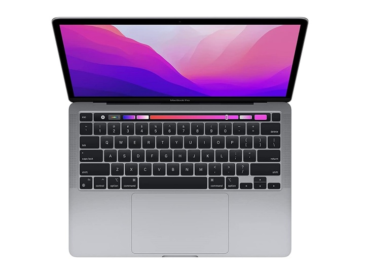 O Apple MacBook Pro 2022 com Touch Bar em um fundo branco.