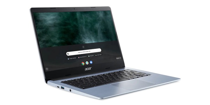 O Acer Chromebook 314 em um ângulo lateral.