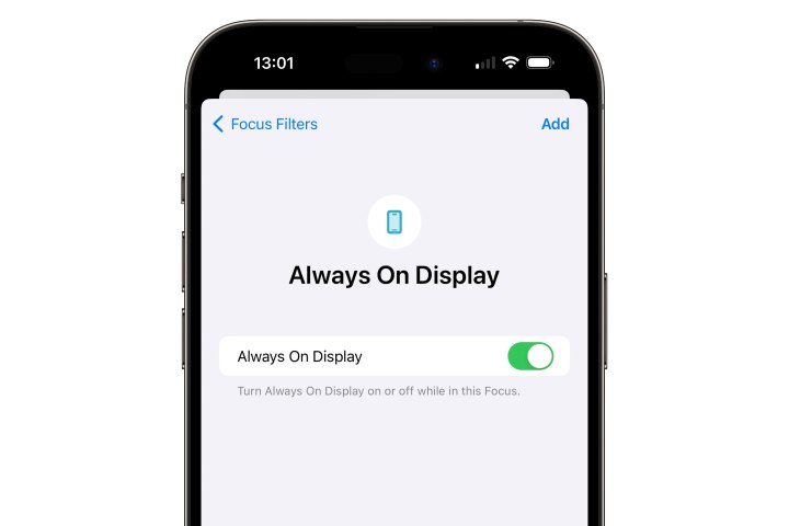 iPhone mostrando o filtro de foco Always On Display.