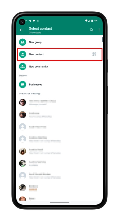 como adicionar um contato no whatsapp adicionando novo android 2