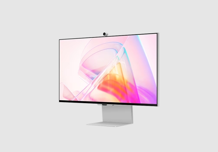 O monitor Samsung ViewFinity S9 em um fundo cinza