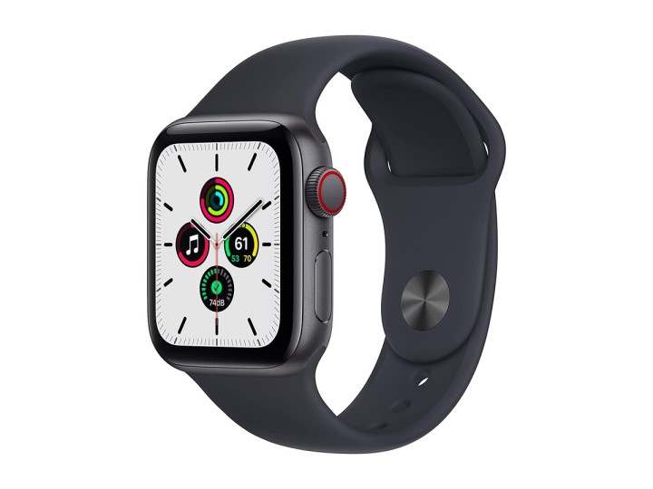 O Apple Watch SE contra um fundo branco.