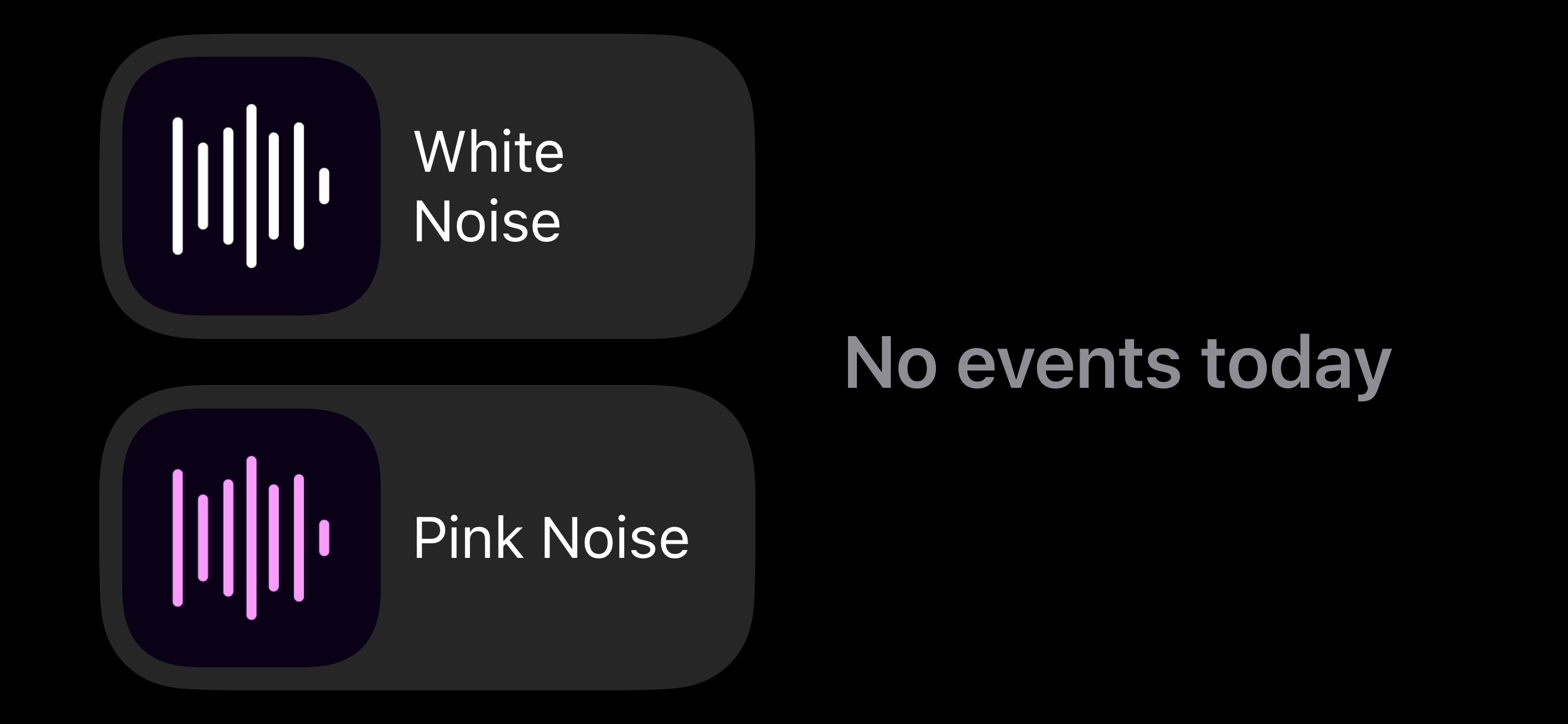 Aplicativo Dark Noise exibido no iOS 17 StandBy. 