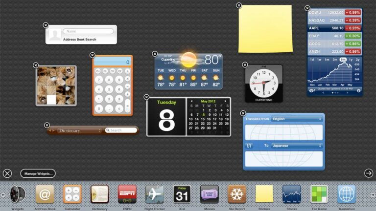 Mac OS X 10.4 Tiger Dashboard