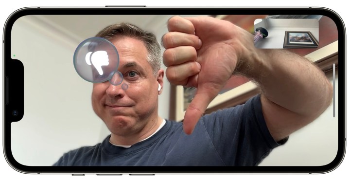 iOS 17 FaceTime Gesto polegar para baixo.