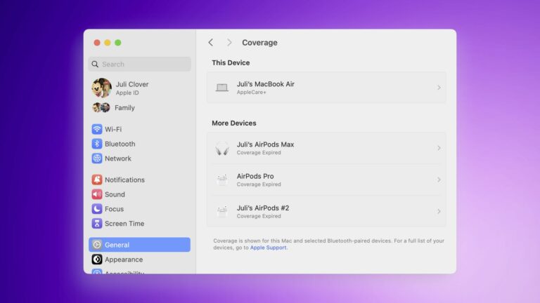 macOS Sonoma 14.1 apresenta nova seção de cobertura de garantia nas configurações do sistema