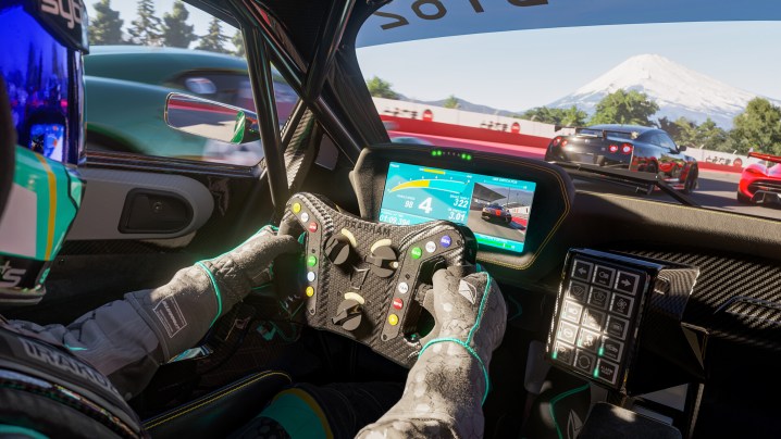 Um piloto corre com um carro no Forza Motorsport.