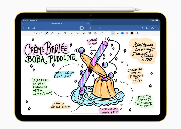 Apple Pencil (USB-C) usando o aplicativo Goodnotes.