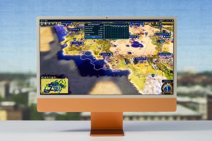 Um iMac de 24 polegadas com Civilization VI rodando nele.