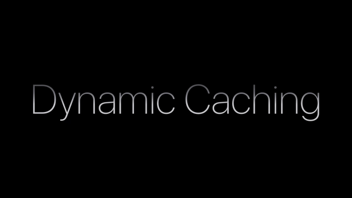 Um slide de uma apresentação da Apple dizendo "Cache Dinâmico."