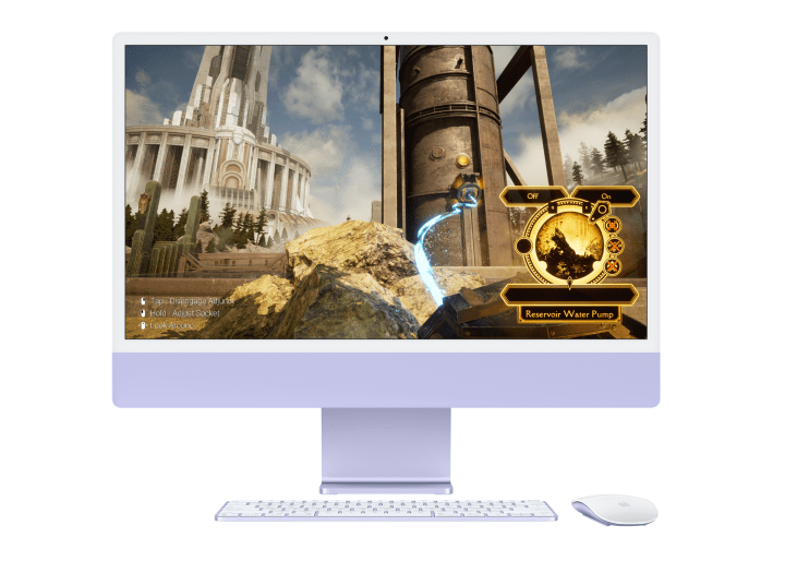 Um jogo em uma renderização do M3 iMac.