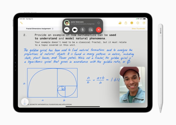 Apple Pencil e iPad ao usar FreeForm e FaceTime