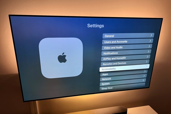 Como desativar as visualizações de reprodução automática na Apple TV: a seção Acessibilidade.