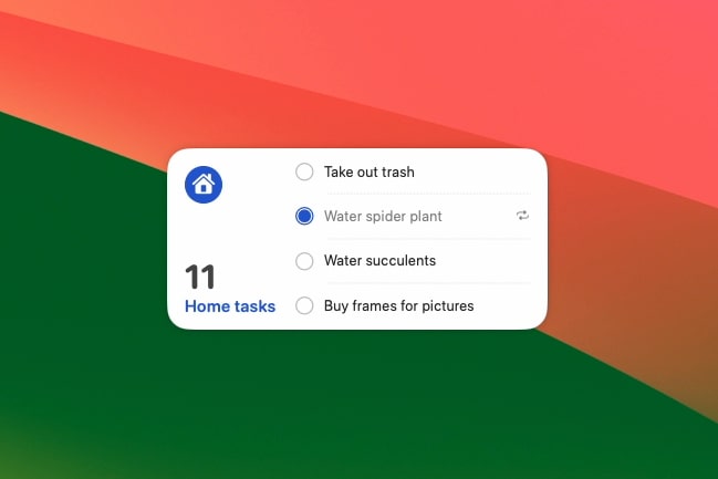Um widget interativo na área de trabalho do macOS Sonoma.
