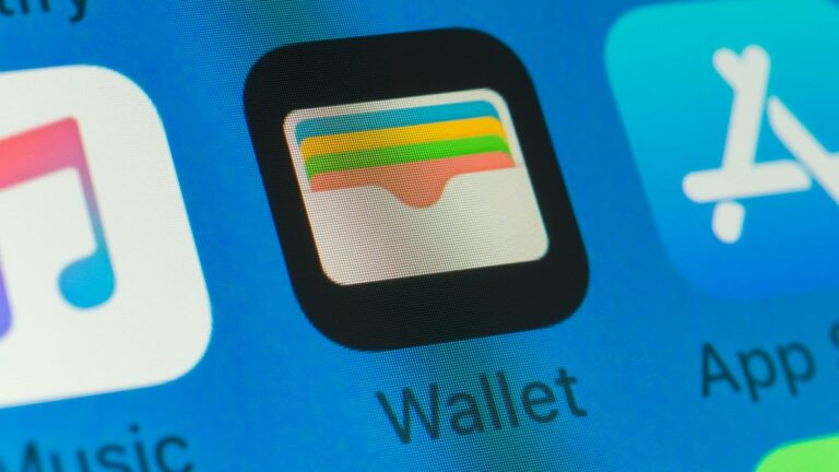 Apple Wallet logo on an iPhone closeup