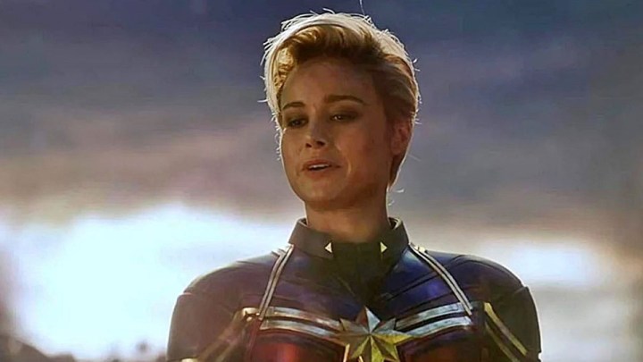 Brie Larson como Capitã Marvel em Vingadores: Ultimato.