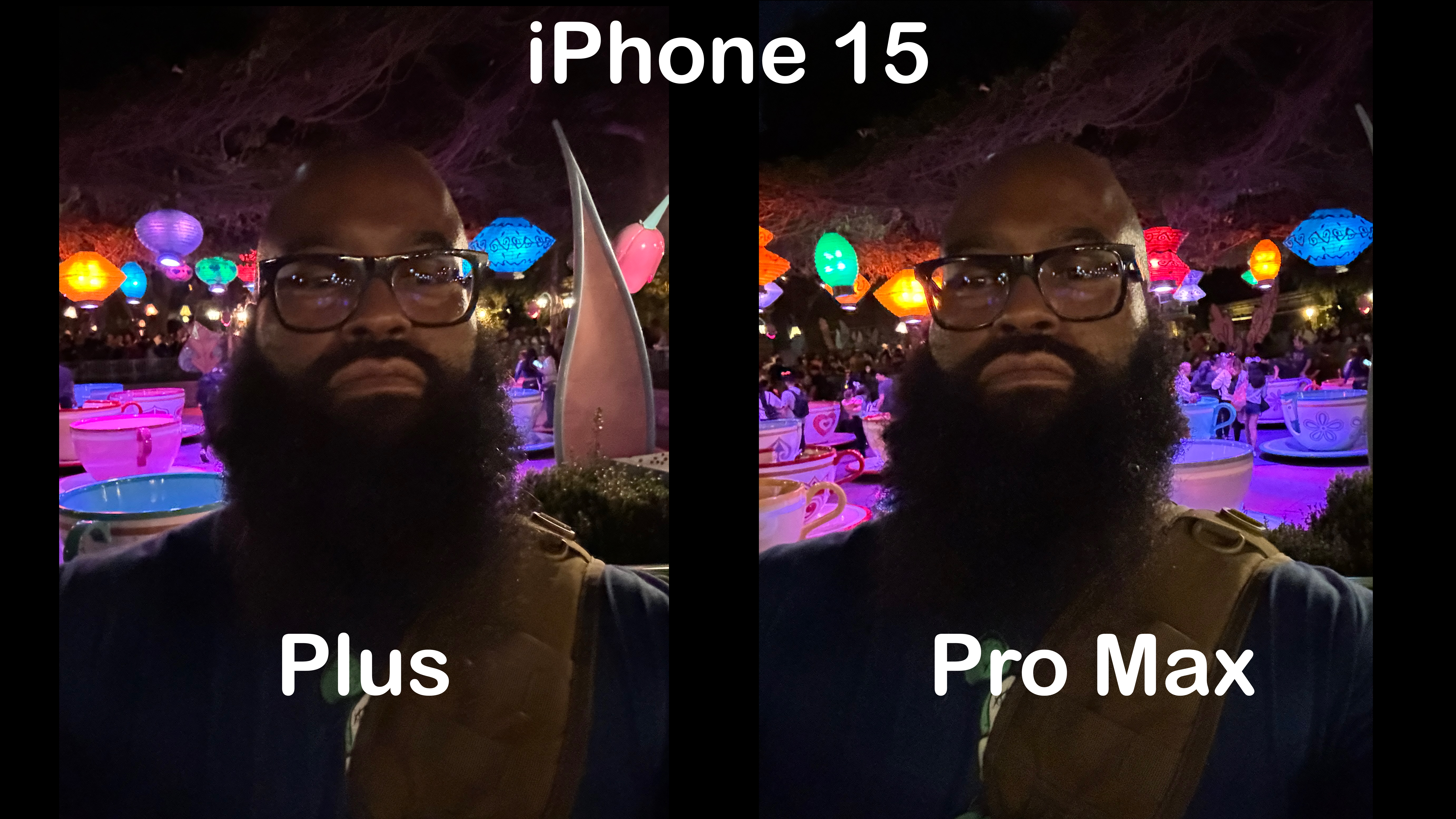 comparação de fotos entre o iphone 15 plus e o iphone 15 pro max