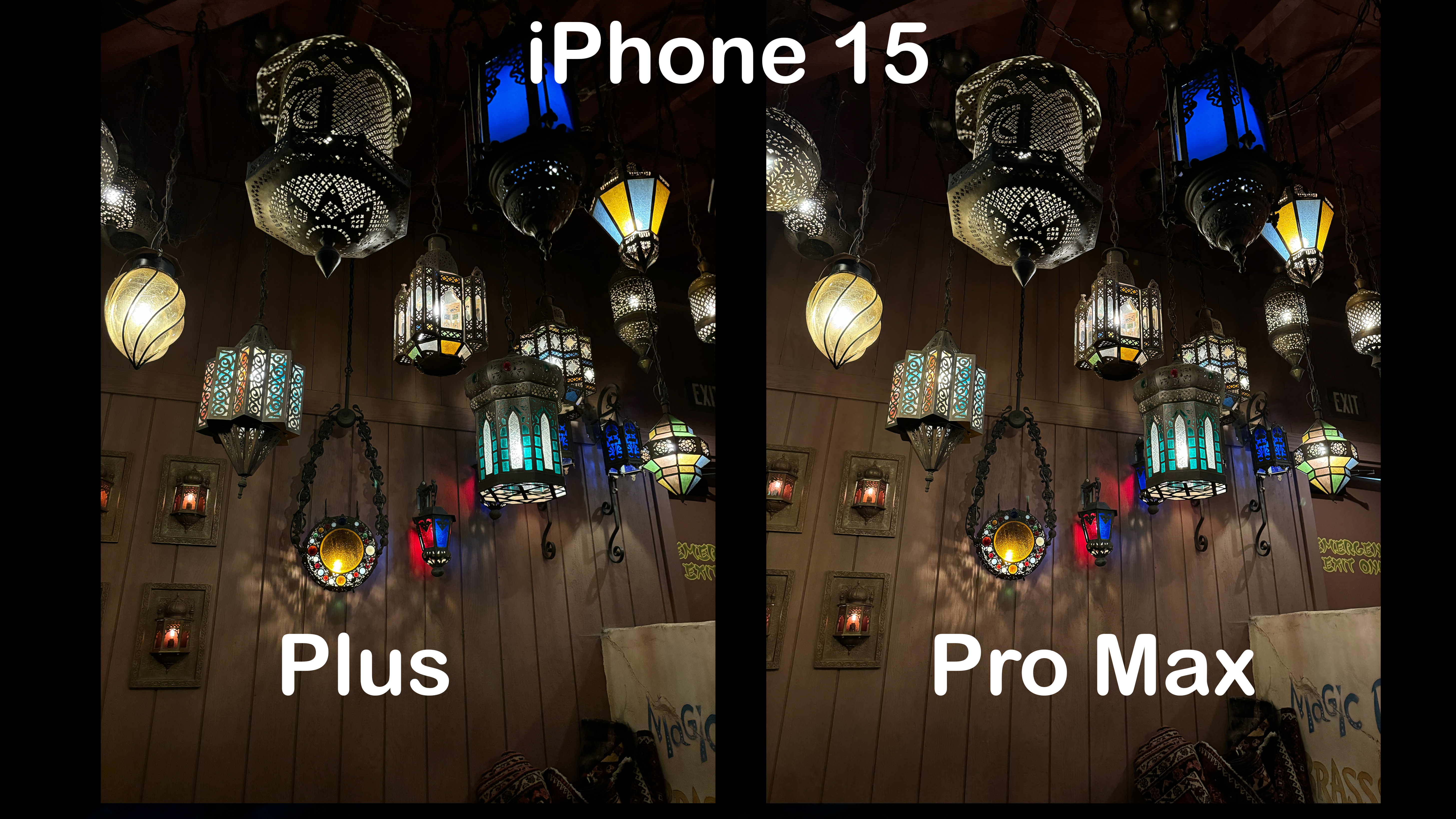 comparação de fotos entre o iphone 15 plus e o iphone 15 pro max