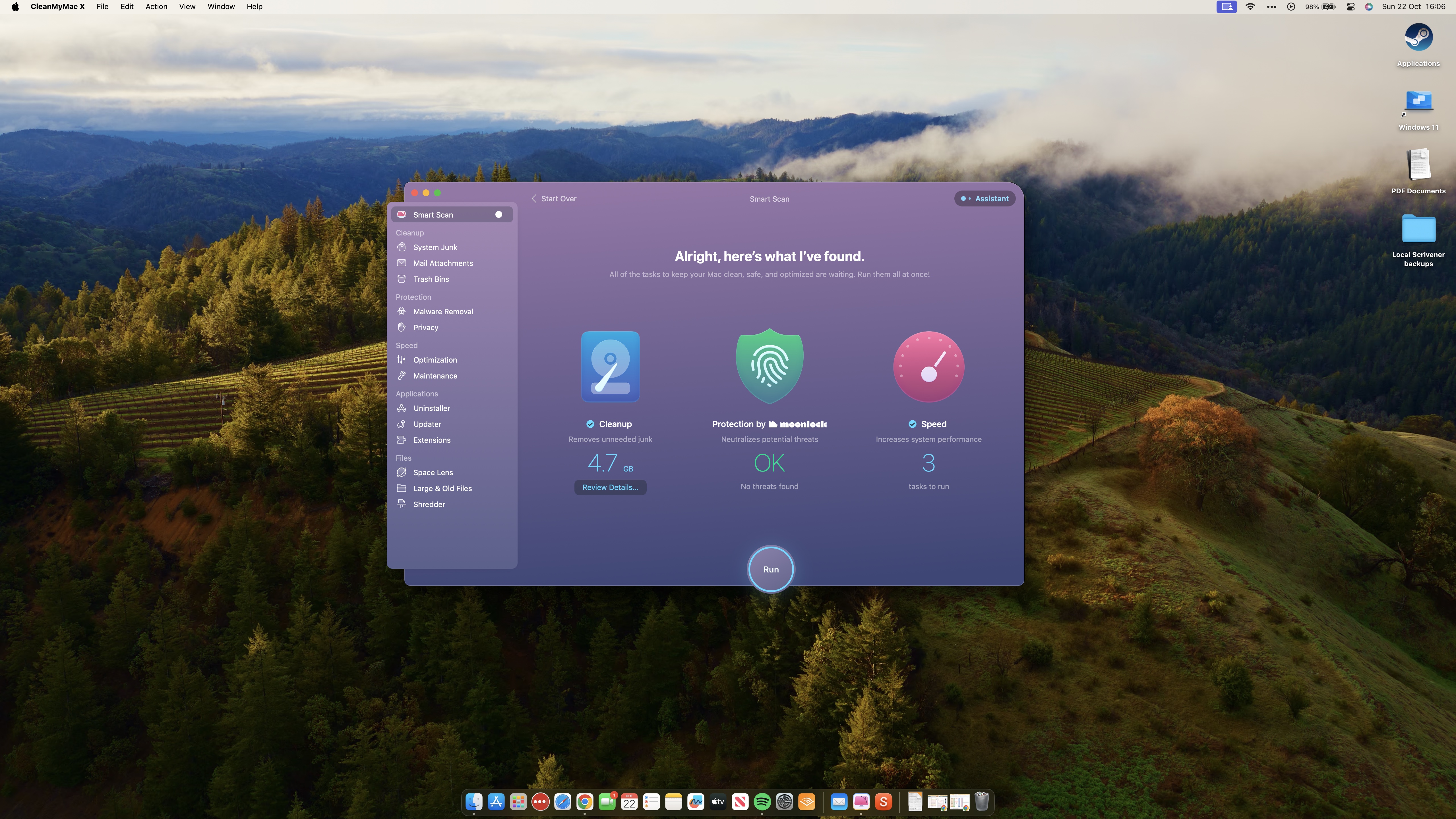 CleanMyMac X em um desktop macOS