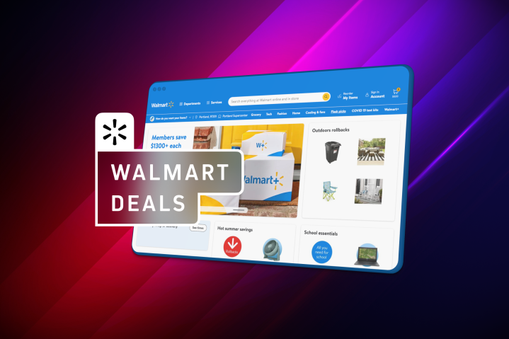 Gráfico do Walmart Prime Day com uma tela do Walmart.com.