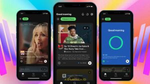 Spotify redesign for 2023 on a pastel colored background