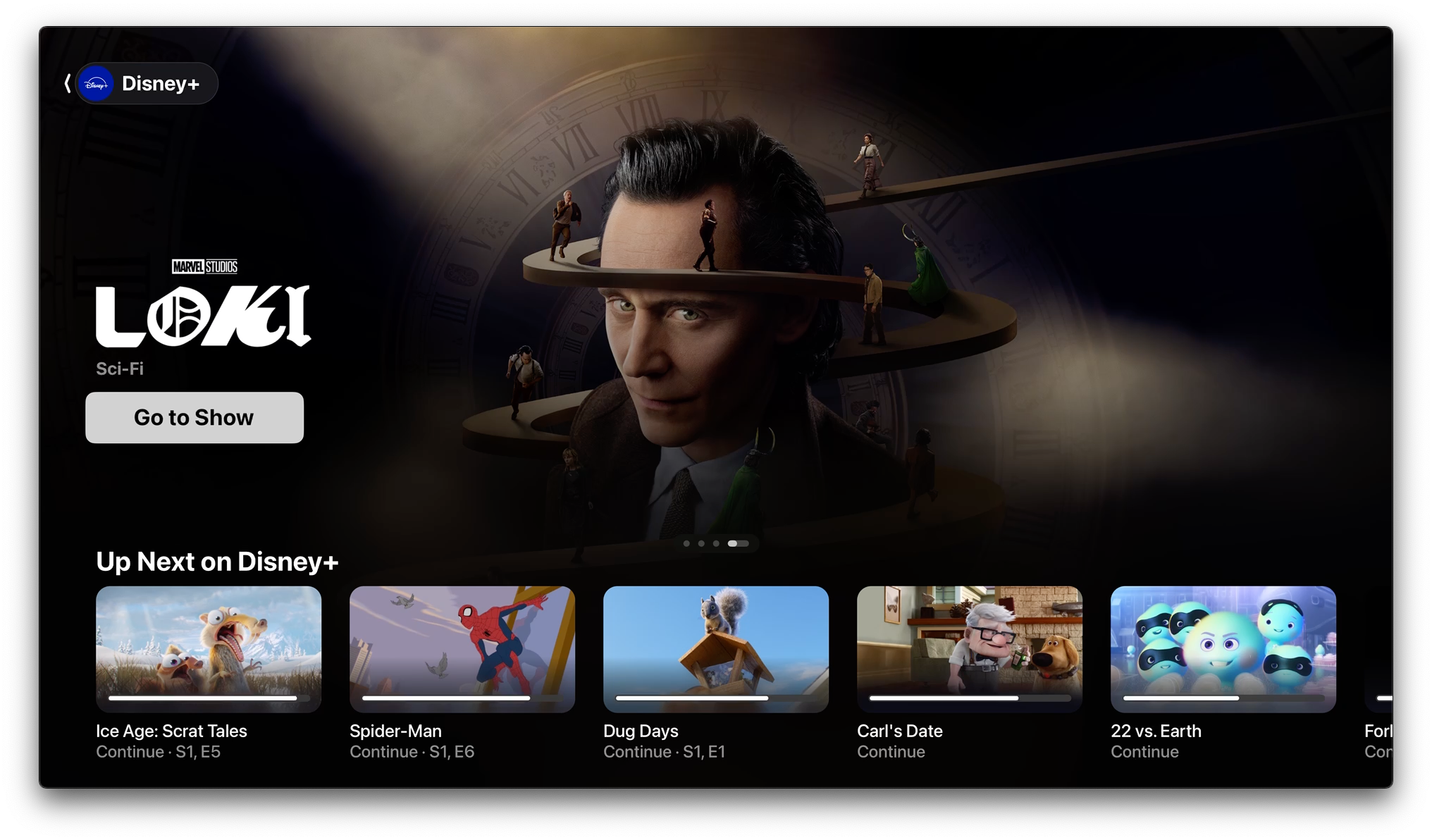 Nova interface da Apple TV mostrando Disney+