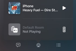 Opção de áudio AirPlay dentro do aplicativo Apple Music para iOS.