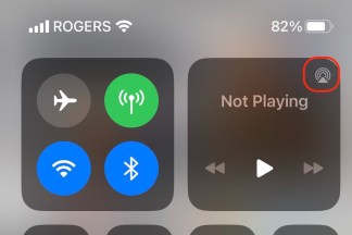 Opção de áudio AirPlay dentro do Control Center para iOS.