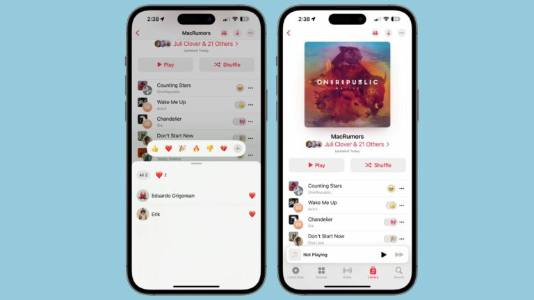 O recurso colaborativo de lista de reprodução de música da Apple do iOS 17.3 inclui reações animadas de emojis