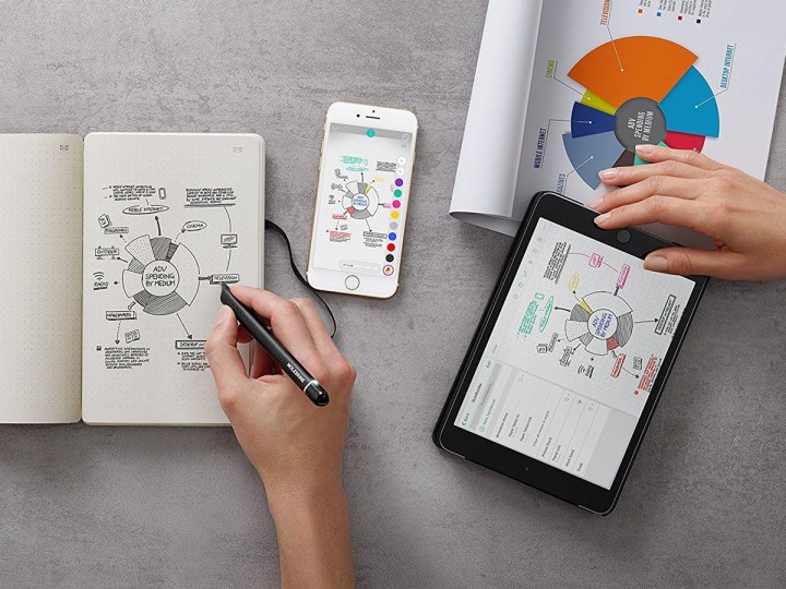 Usando o conjunto Moleskine Pen+ Smart Writing em vários dispositivos.