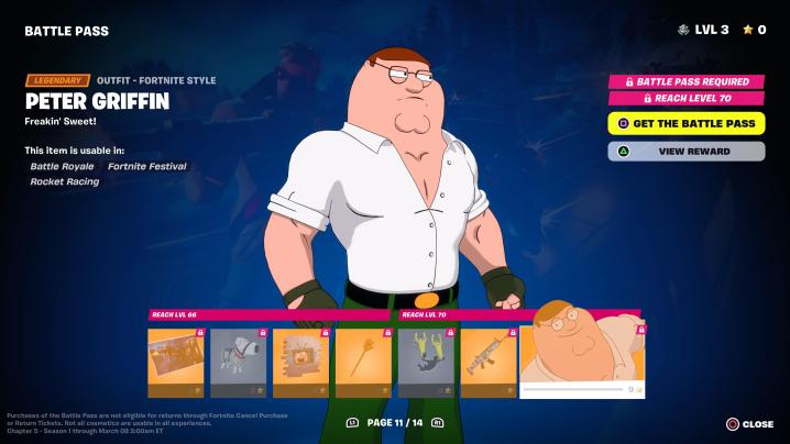 Peter Griffin no capítulo 5, temporada 1, Battle Pass