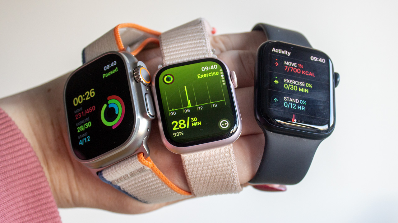 Apple Watch Ultra 2 Série 9 e Watch SE juntos